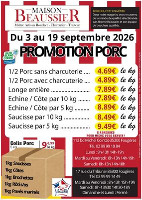 PROMOTION PORC DU 3 AU 19 SEPTEMBRE